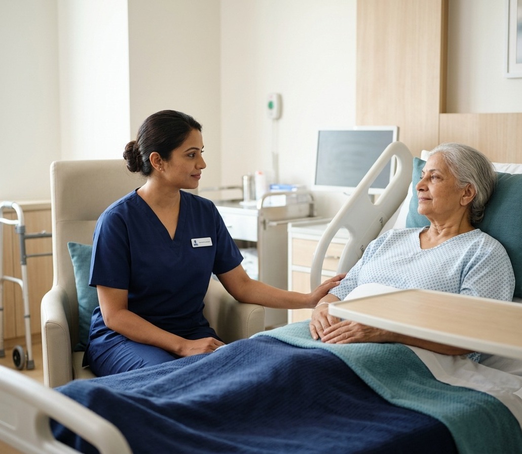 A caregiver providing attentive observation and support